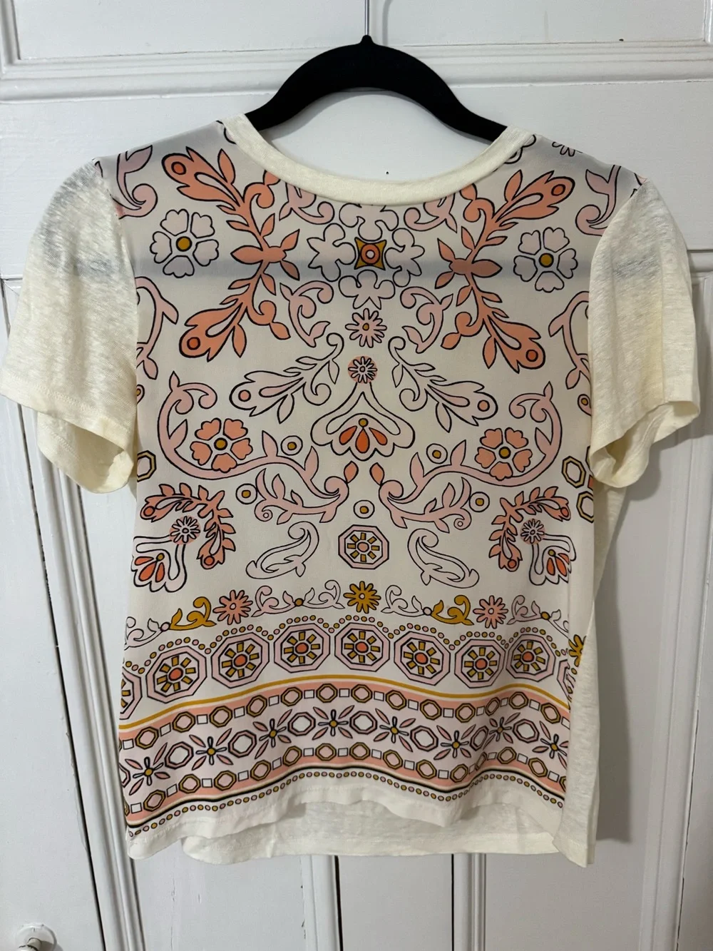 Tory Burch Silk Linen Floral T-Shirt